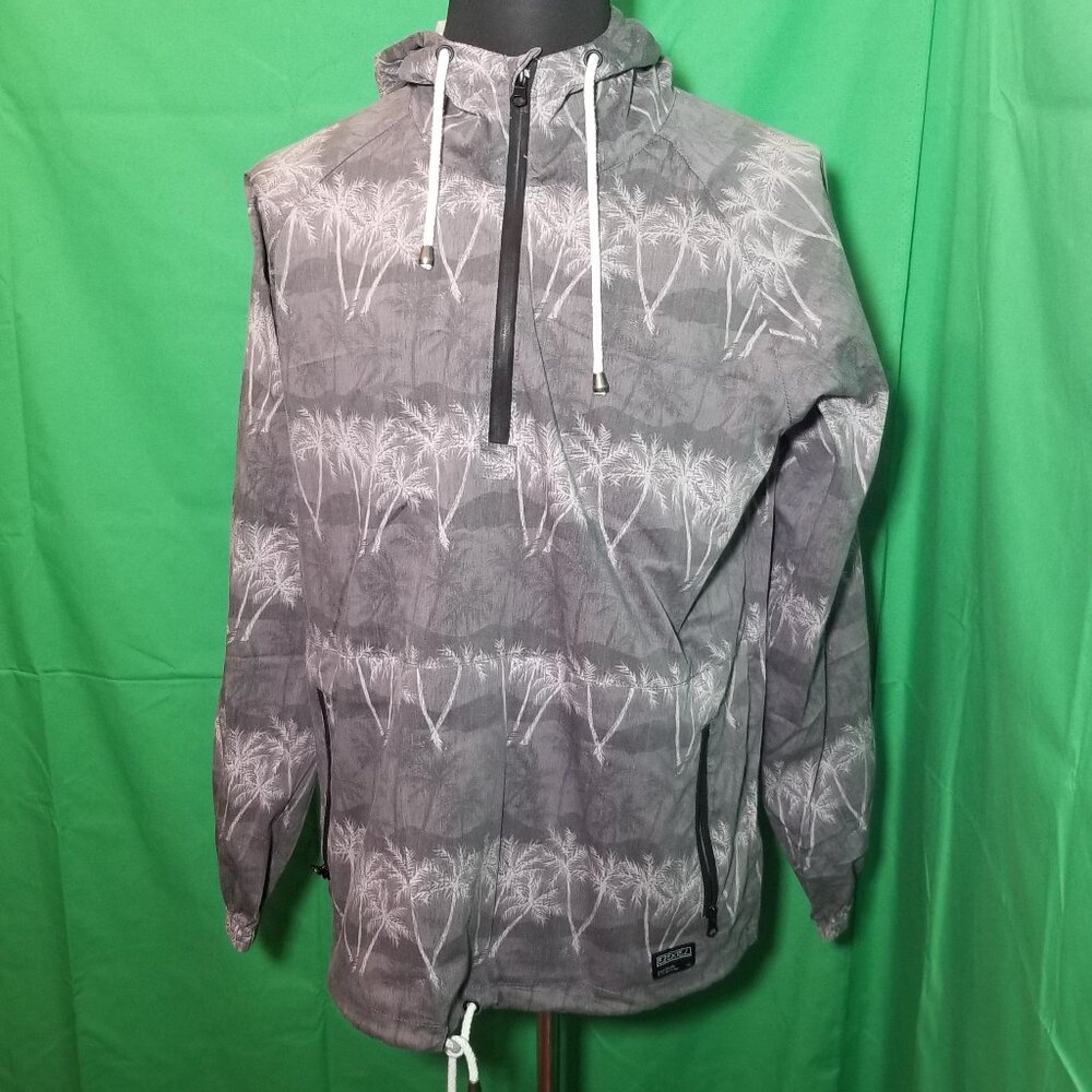 Ezekiel Mens Medium Pullover Lightweight Jacket Gray Palm Trees Retro Y2K Skater